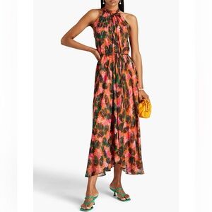 SALONI Irina Belted Printed Silk-Georgette Maxi Dress Size US8/UK12